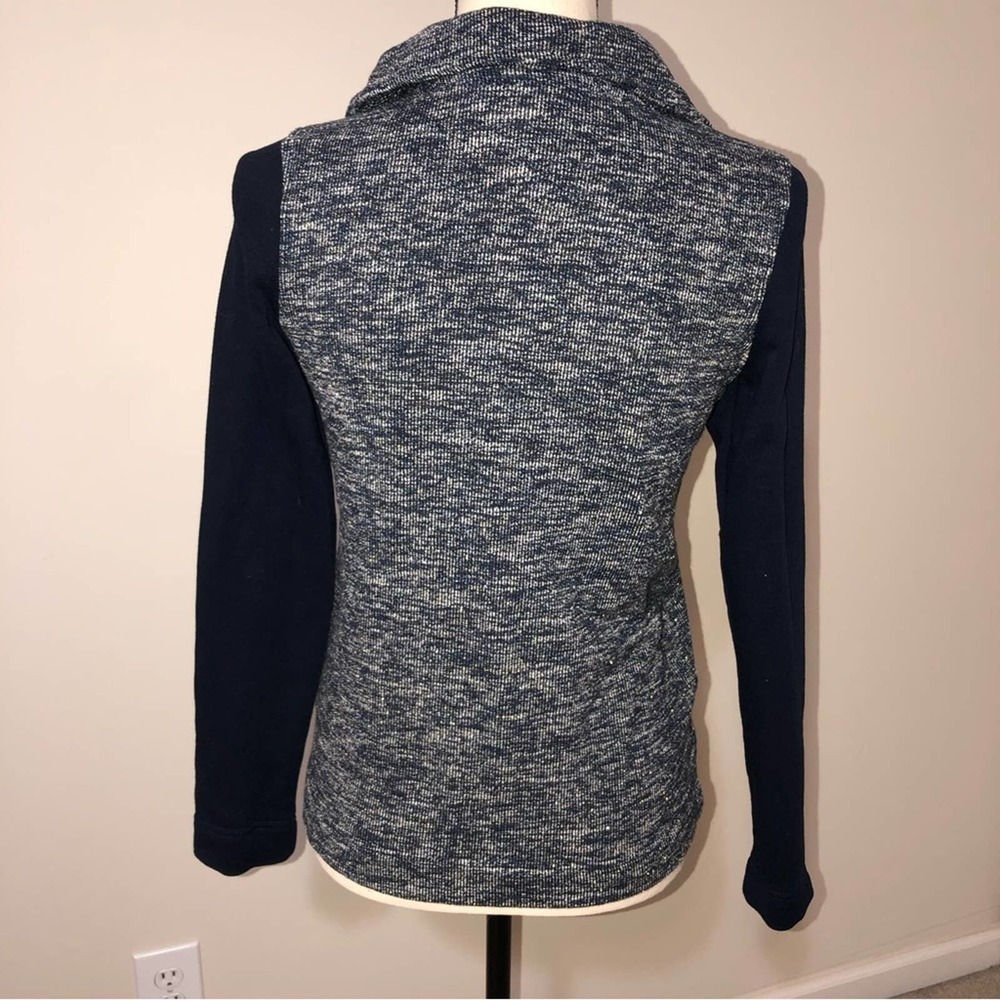 Tommy Hilfiger Athluxe Mixed Fabric Blue Tweed Gold Jacket Extra Small - Picture 8 of 13